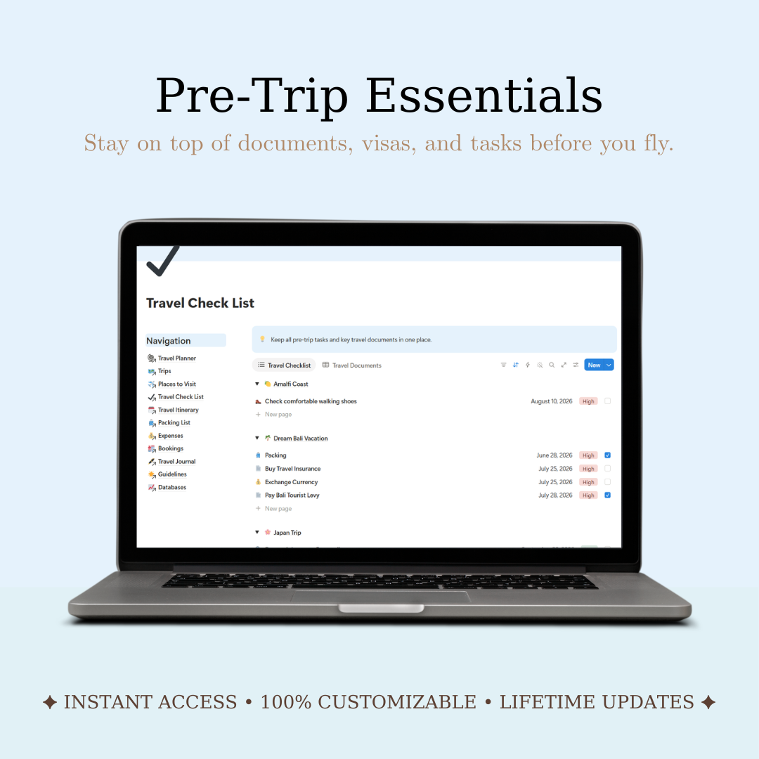 Notion Travel Planner: From Dreaming to Departure